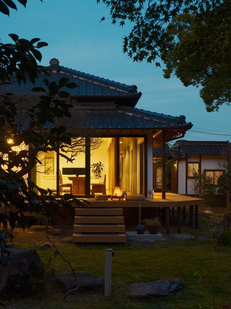 Property building, Night, Garden