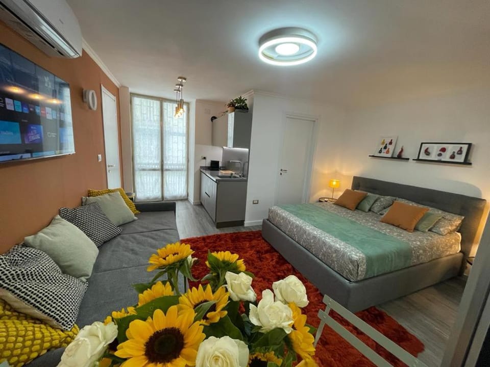 Bed, TV and multimedia, Kitchen or kitchenette, Photo of the whole room, Bedroom