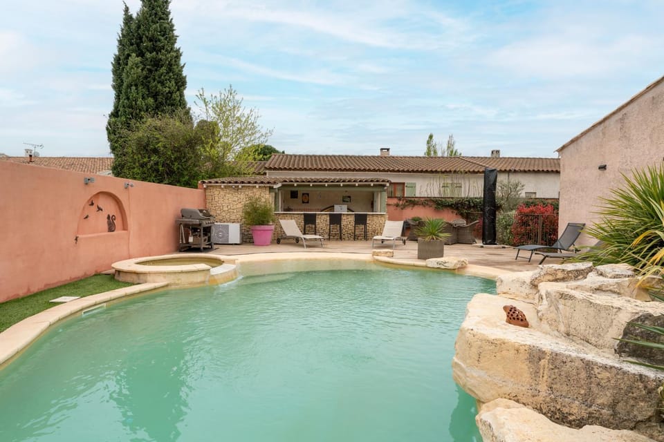 Property building, Living room, Swimming pool