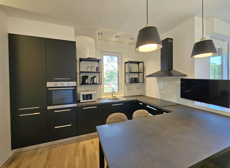 Kitchen or kitchenette, Dining area, oven, stove, toaster