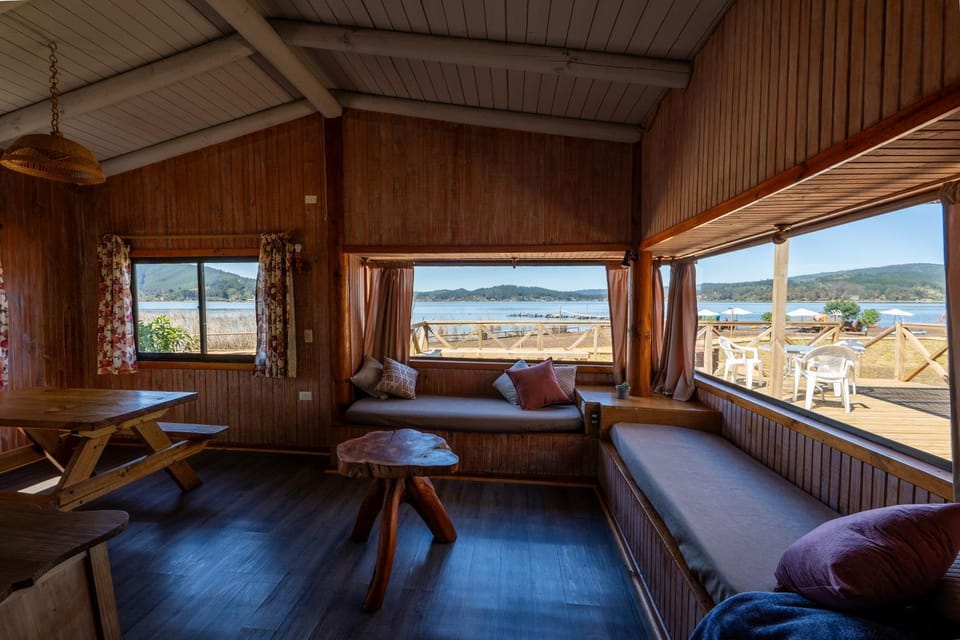 Living room, Dining area, Lake view