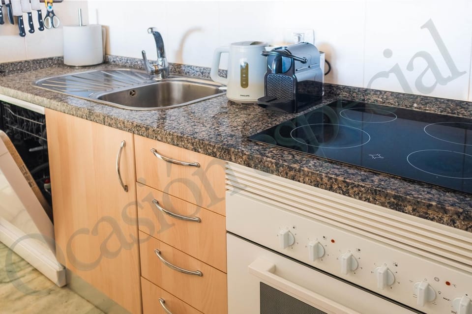 Kitchen or kitchenette, dishwasher, stove