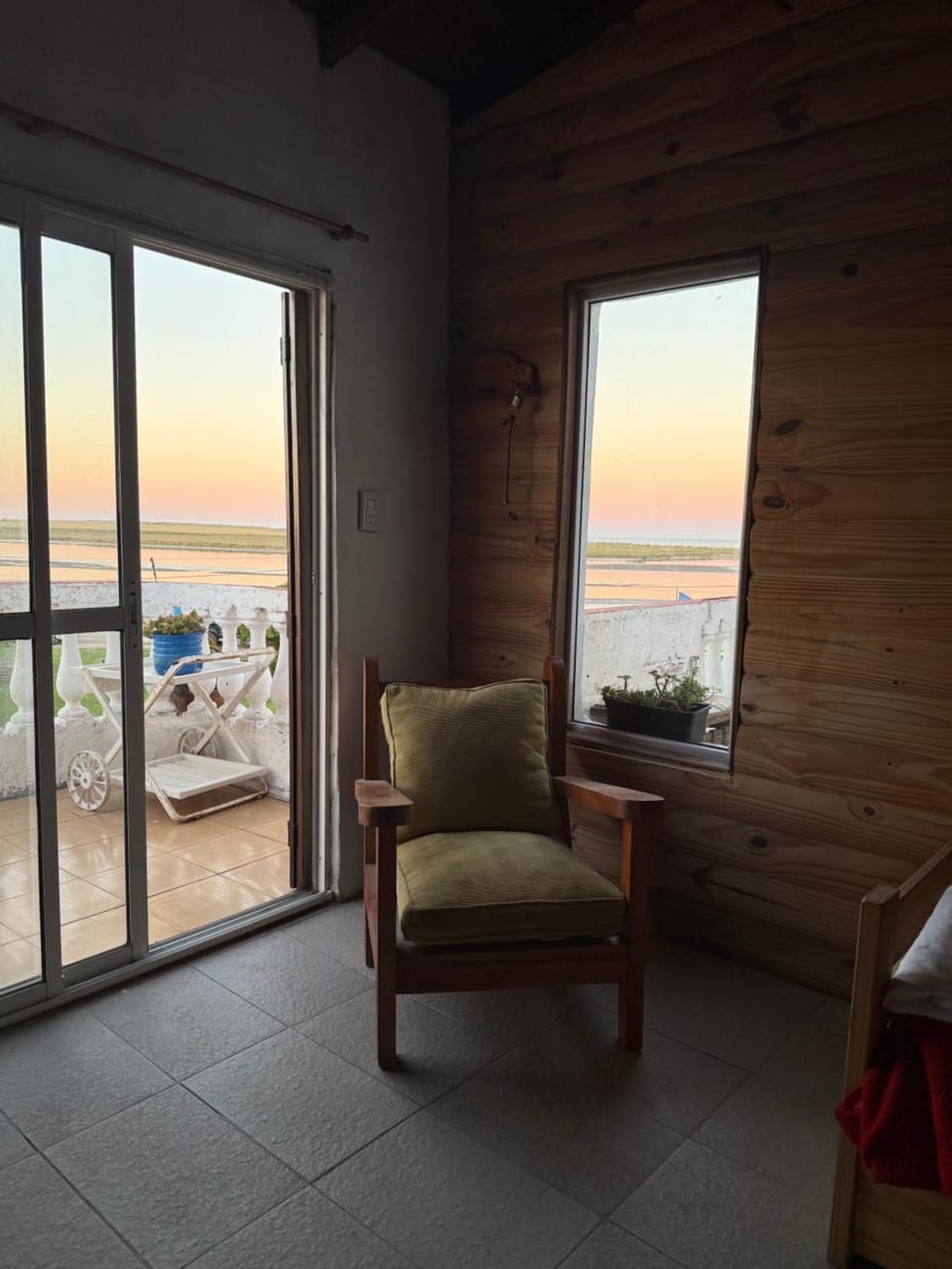 Patio, View (from property/room), Living room, Seating area, River view, Sea view