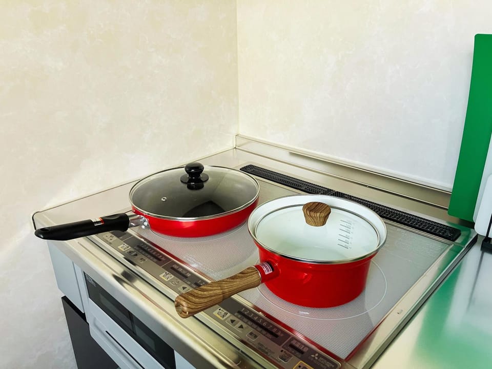 Kitchen or kitchenette, stove