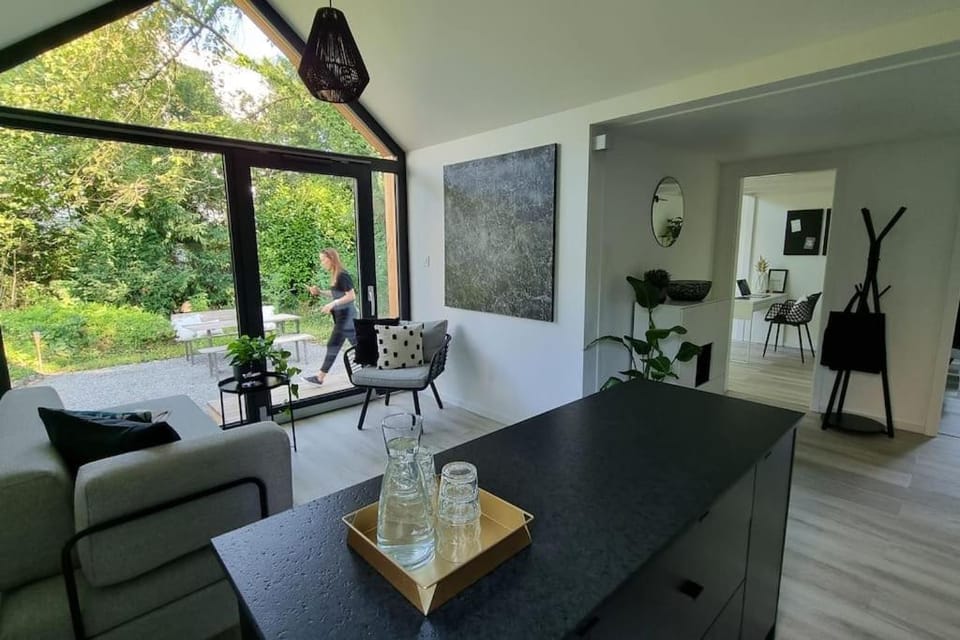 Living room, Dining area, Garden view