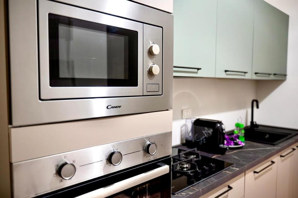 Kitchen or kitchenette, microwave