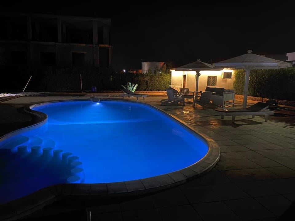 Night, Pool view, Swimming pool