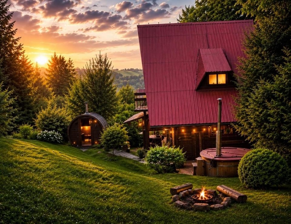 Chata pod lasem z balią i sauną House in Lesser Poland Voivodeship