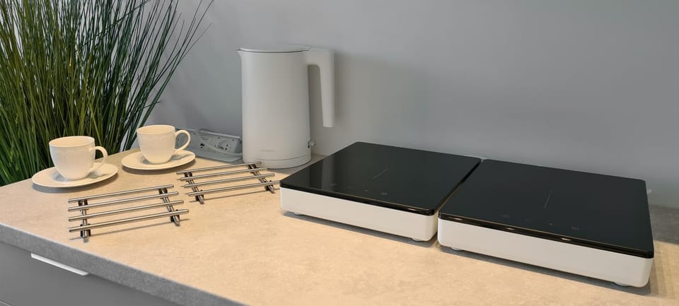 Kitchen or kitchenette, stove