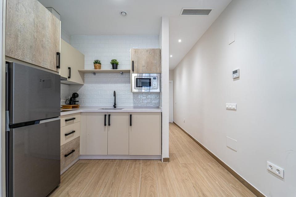Kitchen or kitchenette, oven, stove, toaster