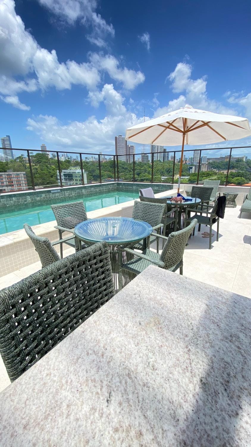 View (from property/room), Balcony/Terrace, Balcony/Terrace, Pool view, Swimming pool, Swimming pool, sunbed