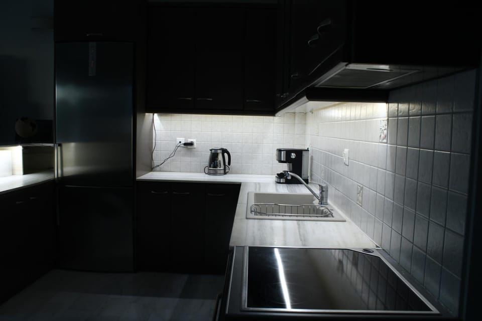 Kitchen or kitchenette, stove