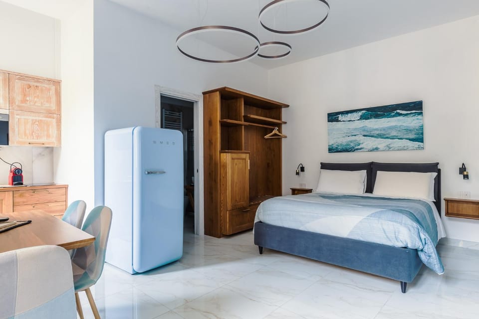 Bed, Bathroom, Kitchen or kitchenette, wardrobe