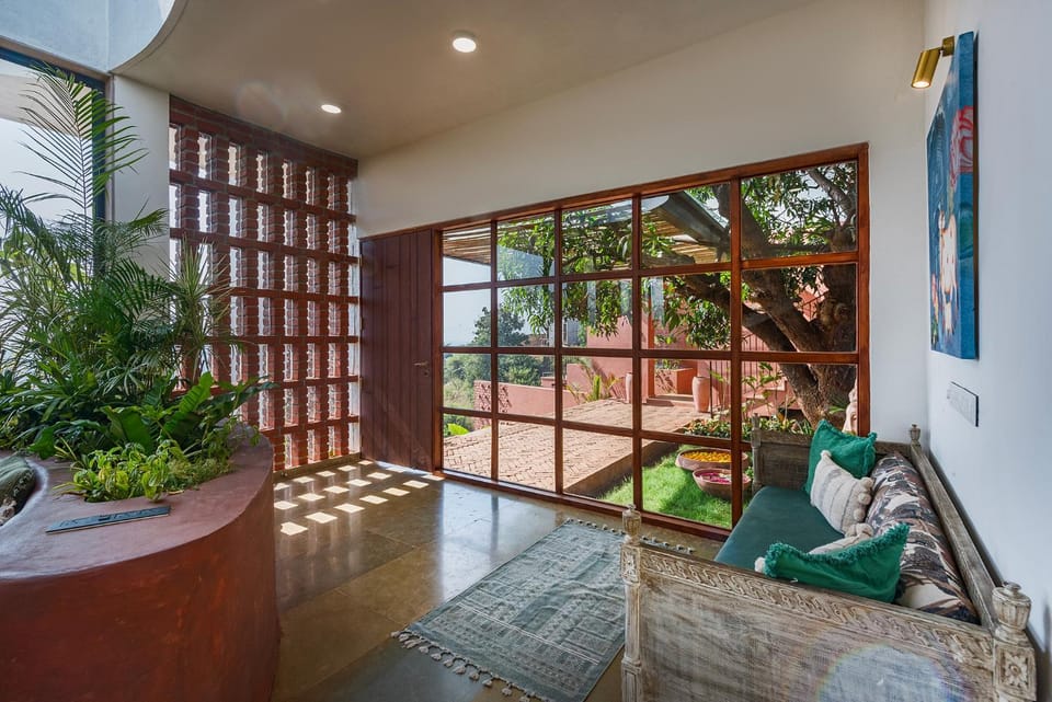 Living room, Seating area, Garden view