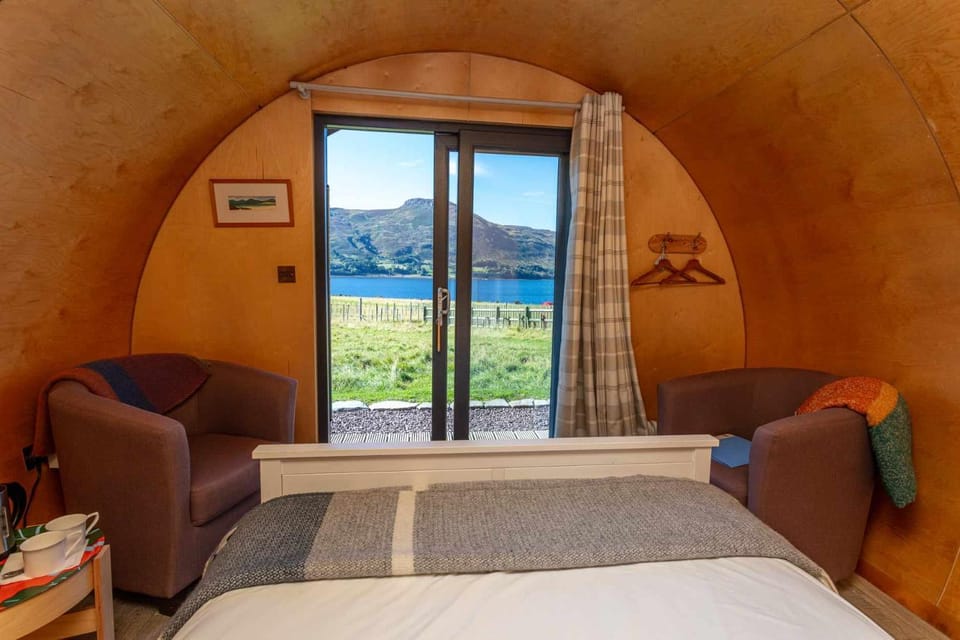 Bed, Natural landscape, Bedroom, Mountain view