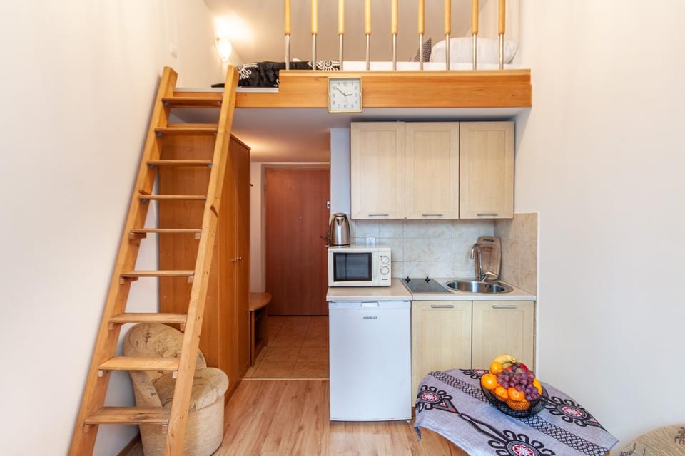 Kitchen or kitchenette, oven, stove, towels, wardrobe
