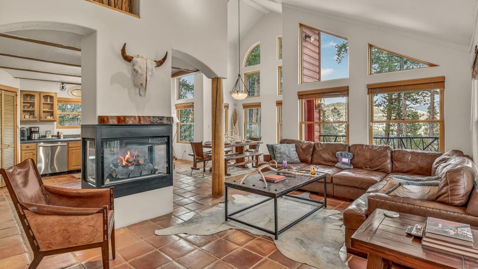 Seating area, fireplace, furniture