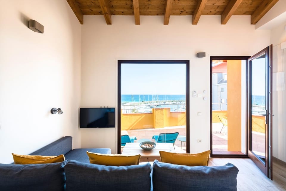 Living room, Seating area, Sea view