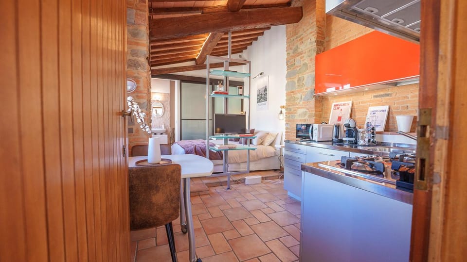 Kitchen or kitchenette, Living room, Dining area, stove