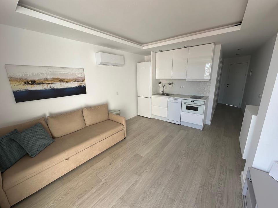 Kitchen or kitchenette, Living room, Seating area, oven, stove