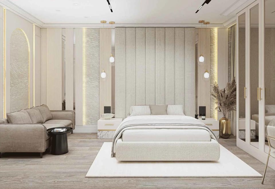 Bed, Living room, Photo of the whole room, Seating area, Bedroom