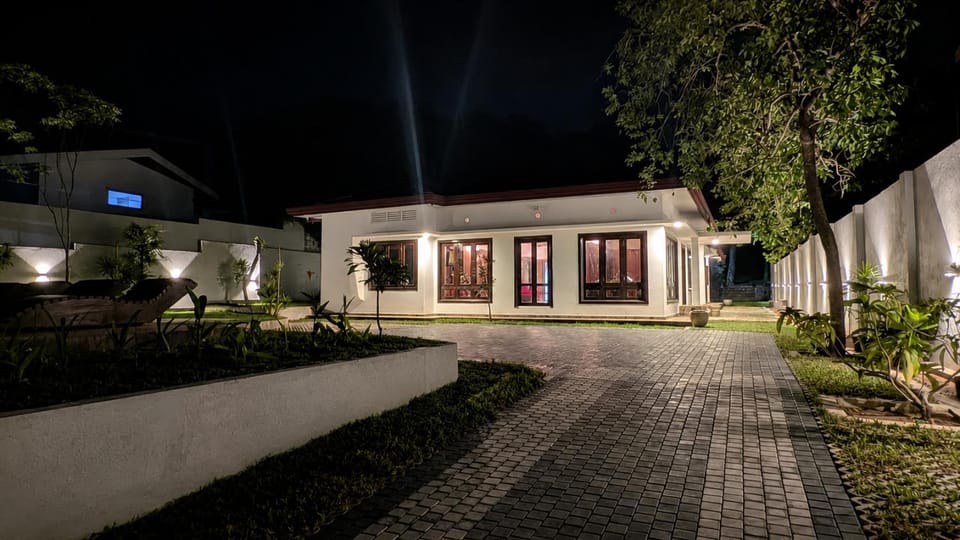 Property building, Night, Garden, Garden view