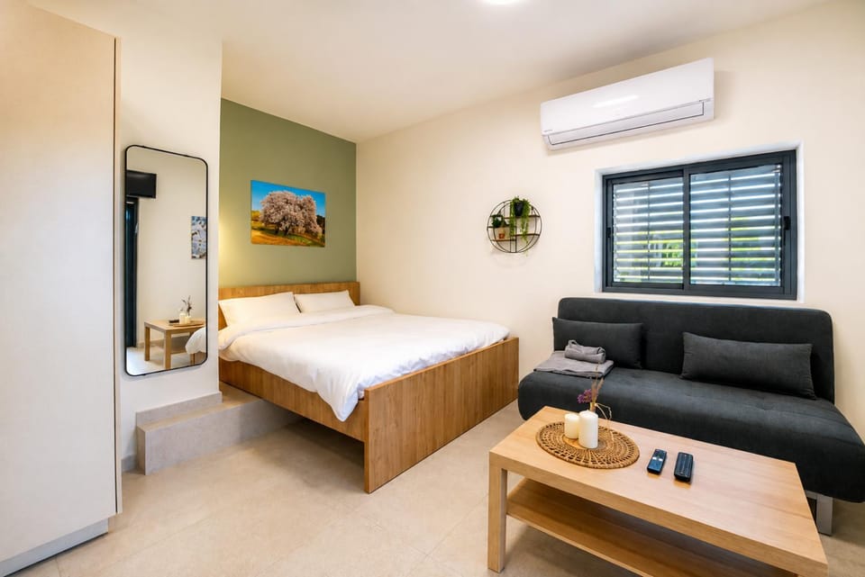 Bed, Living room, Photo of the whole room, air conditioner