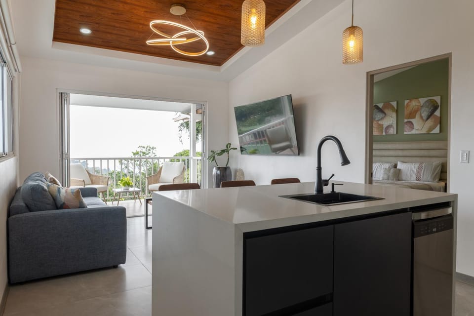 View (from property/room), Kitchen or kitchenette, Living room, Seating area