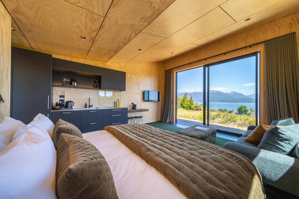 Bed, Living room, Lake view