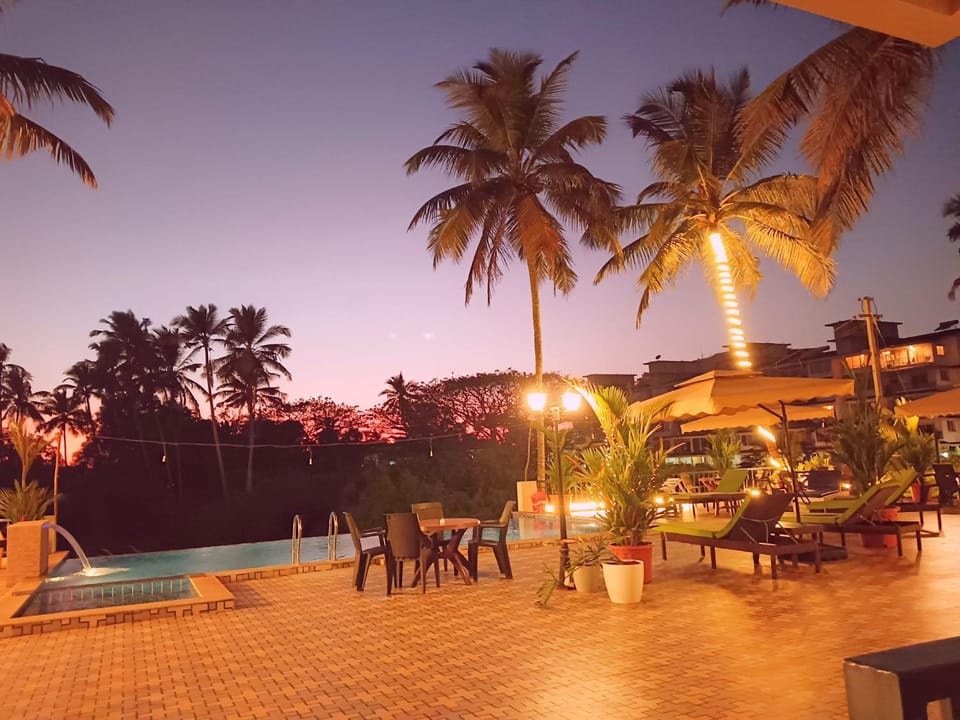 Natural landscape, Garden, Swimming pool