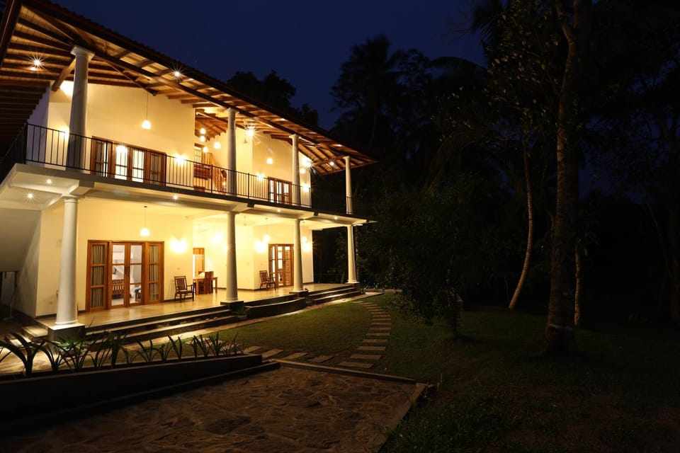 Property building, Night, Garden, Garden view