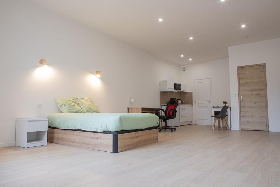 Bed, Living room, Photo of the whole room, Seating area