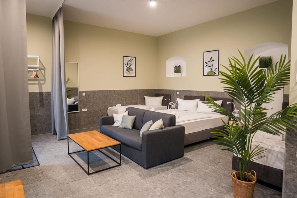 Bed, Living room, Seating area, Bedroom