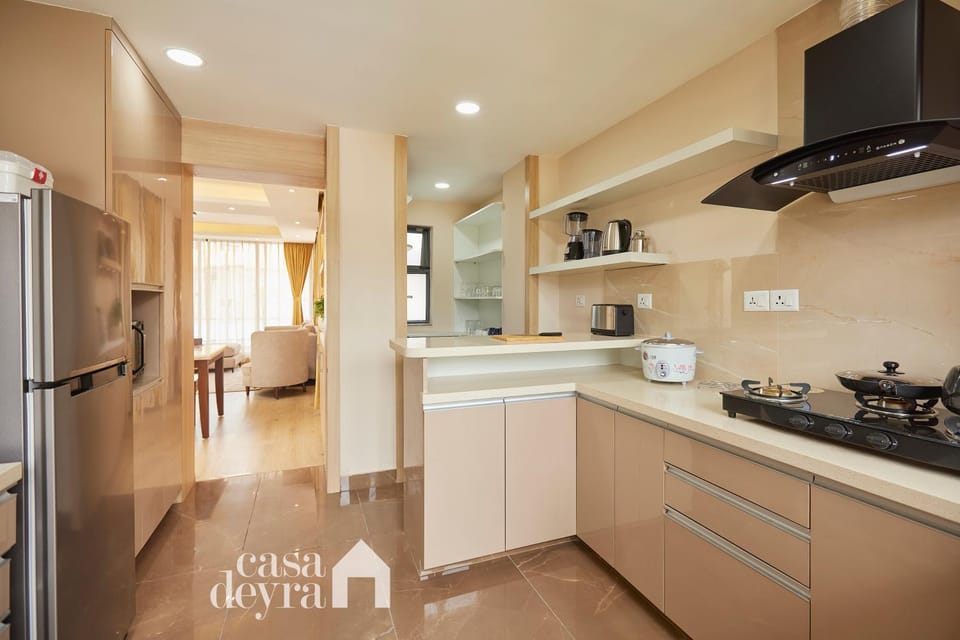 Kitchen or kitchenette, stove, toaster