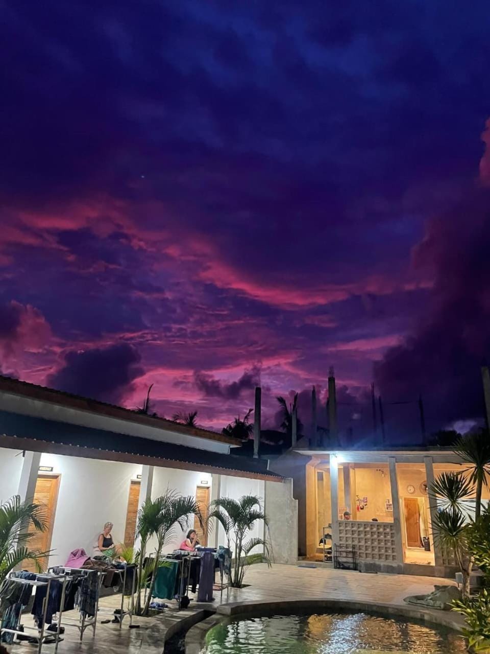 Night, Natural landscape, Pool view, Swimming pool, Sunrise, Sunset, sunbed