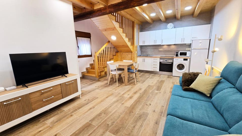 Communal lounge/ TV room, TV and multimedia, Kitchen or kitchenette, Living room, Seating area, oven, stove, toaster