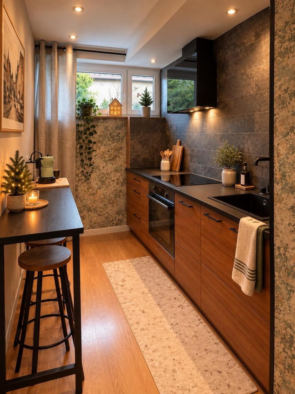 Coffee/tea facilities, Kitchen or kitchenette, Dining area, oven, stove