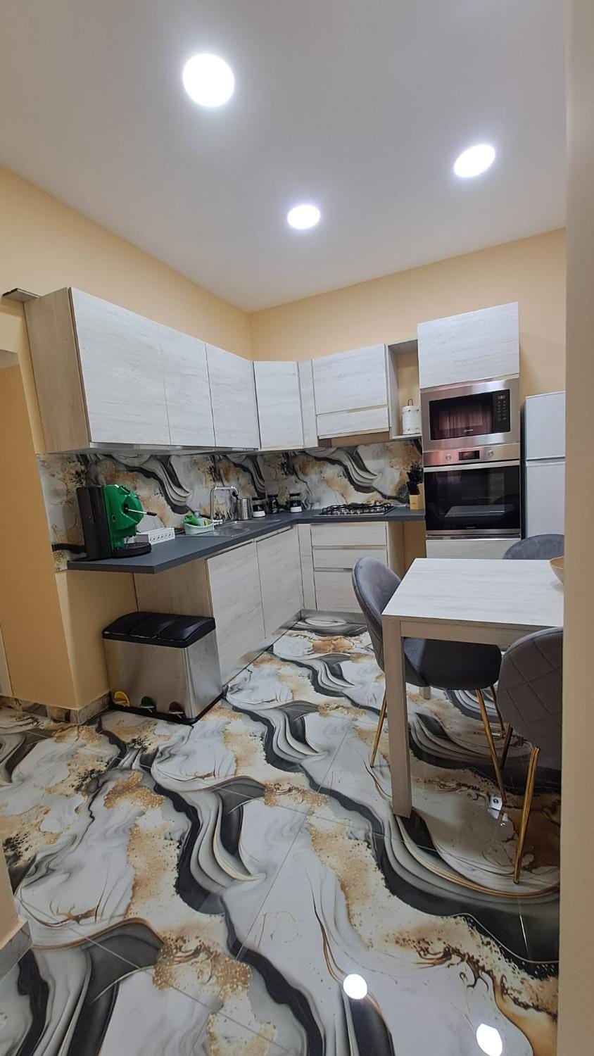 Kitchen or kitchenette, oven, stove