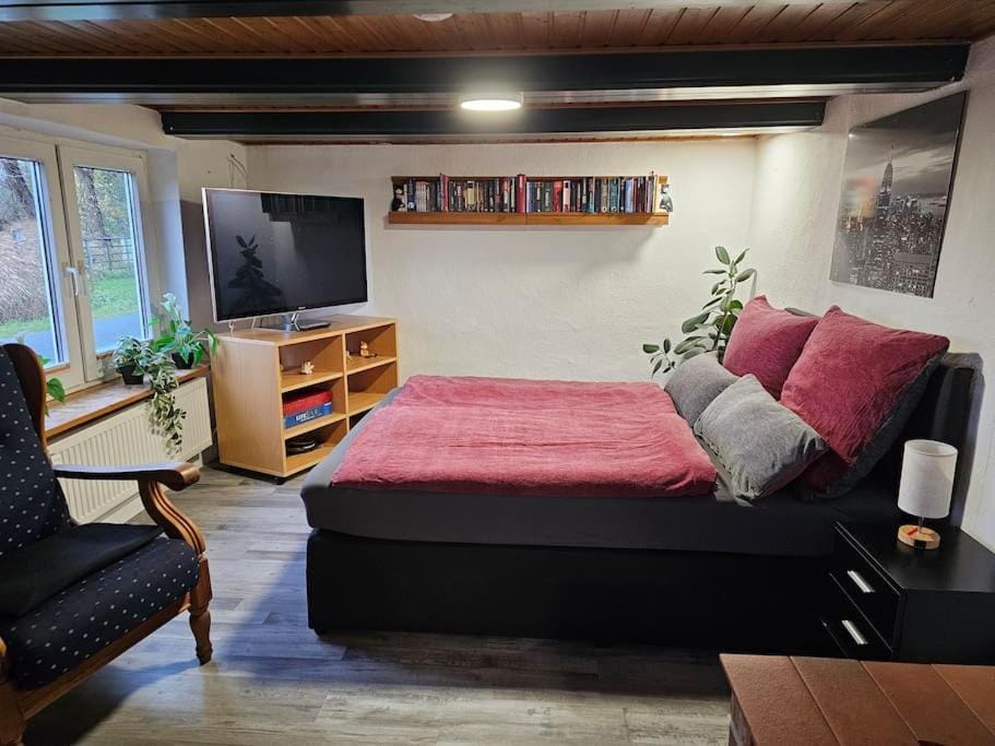 Communal lounge/ TV room, Bed, TV and multimedia, Living room, Photo of the whole room, Seating area, Evening entertainment, Bedroom