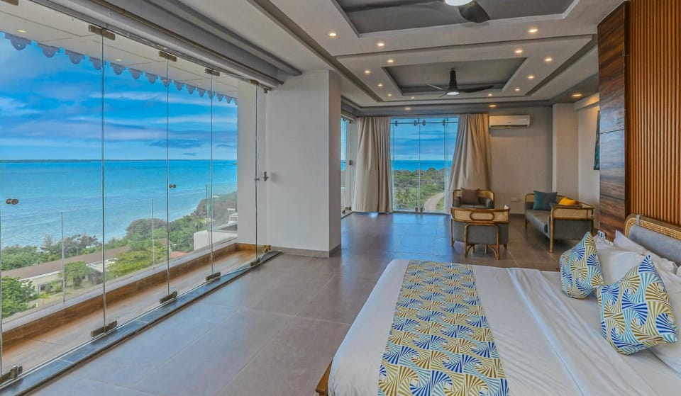 Bed, Sea view