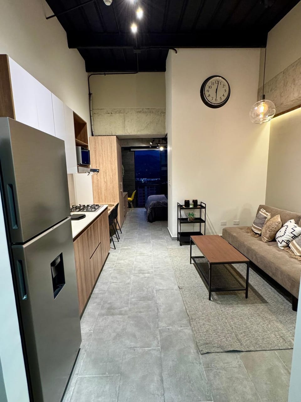 Living room, kitchen