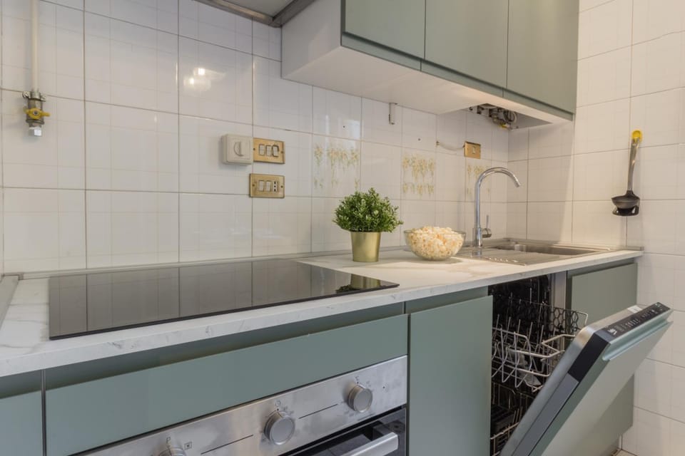 Kitchen or kitchenette, dishwasher