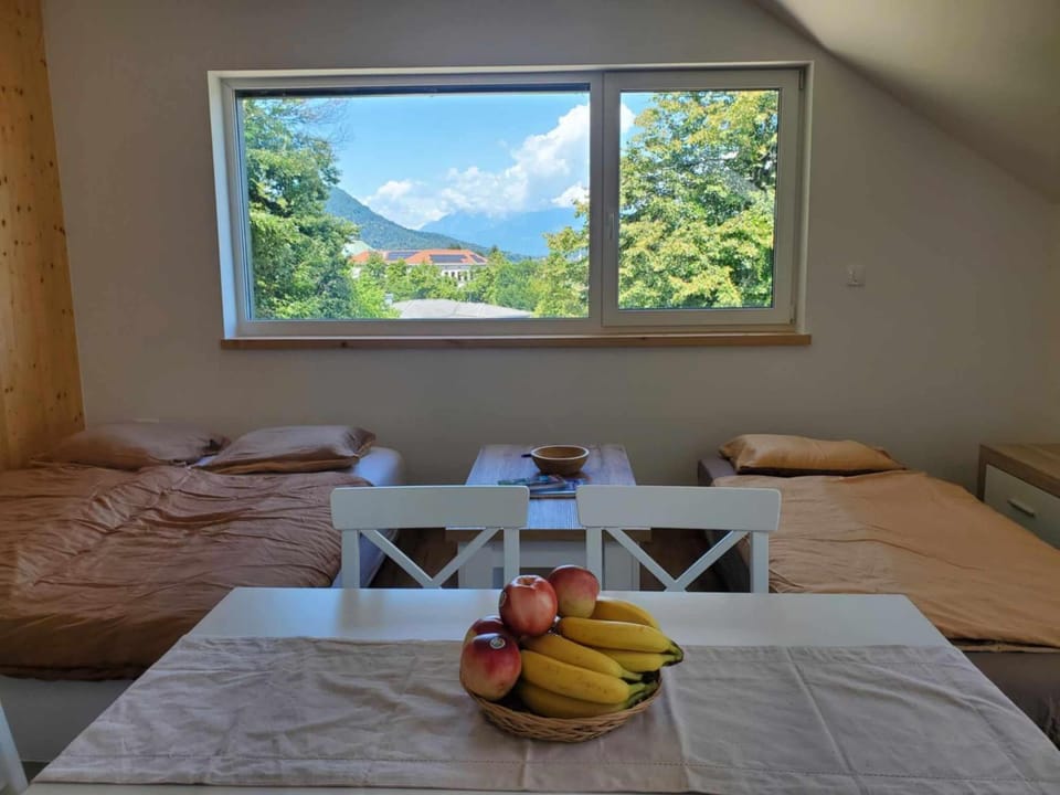 Bed, Living room, Dining area