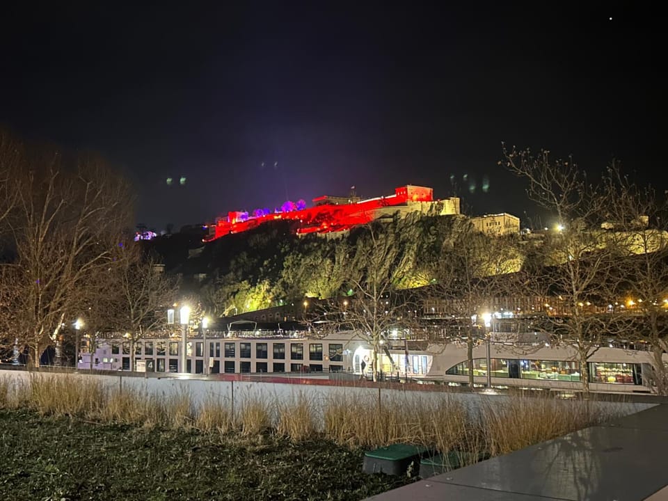 Nearby landmark, Night, Landmark view, Mountain view