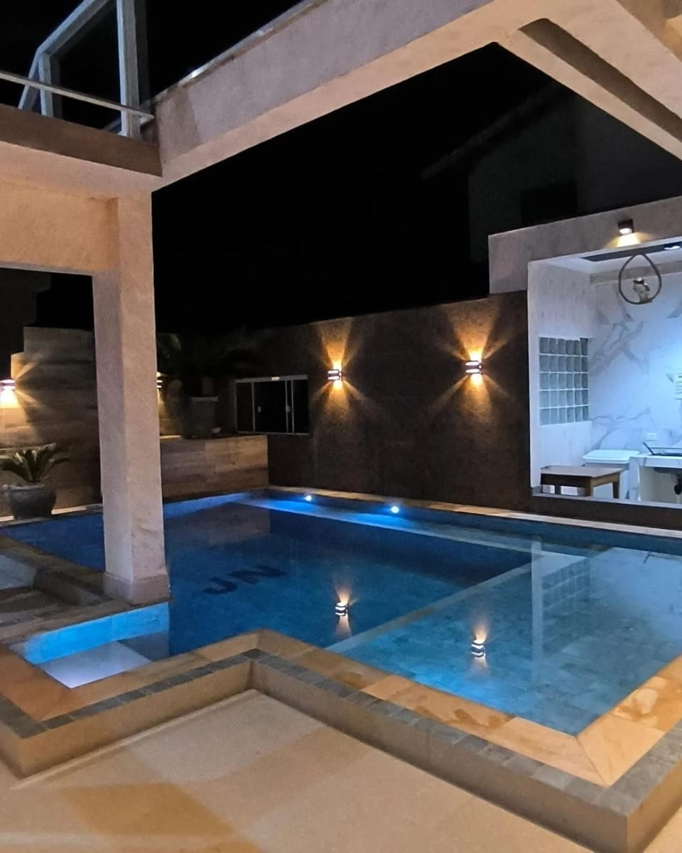 Night, Pool view, Swimming pool