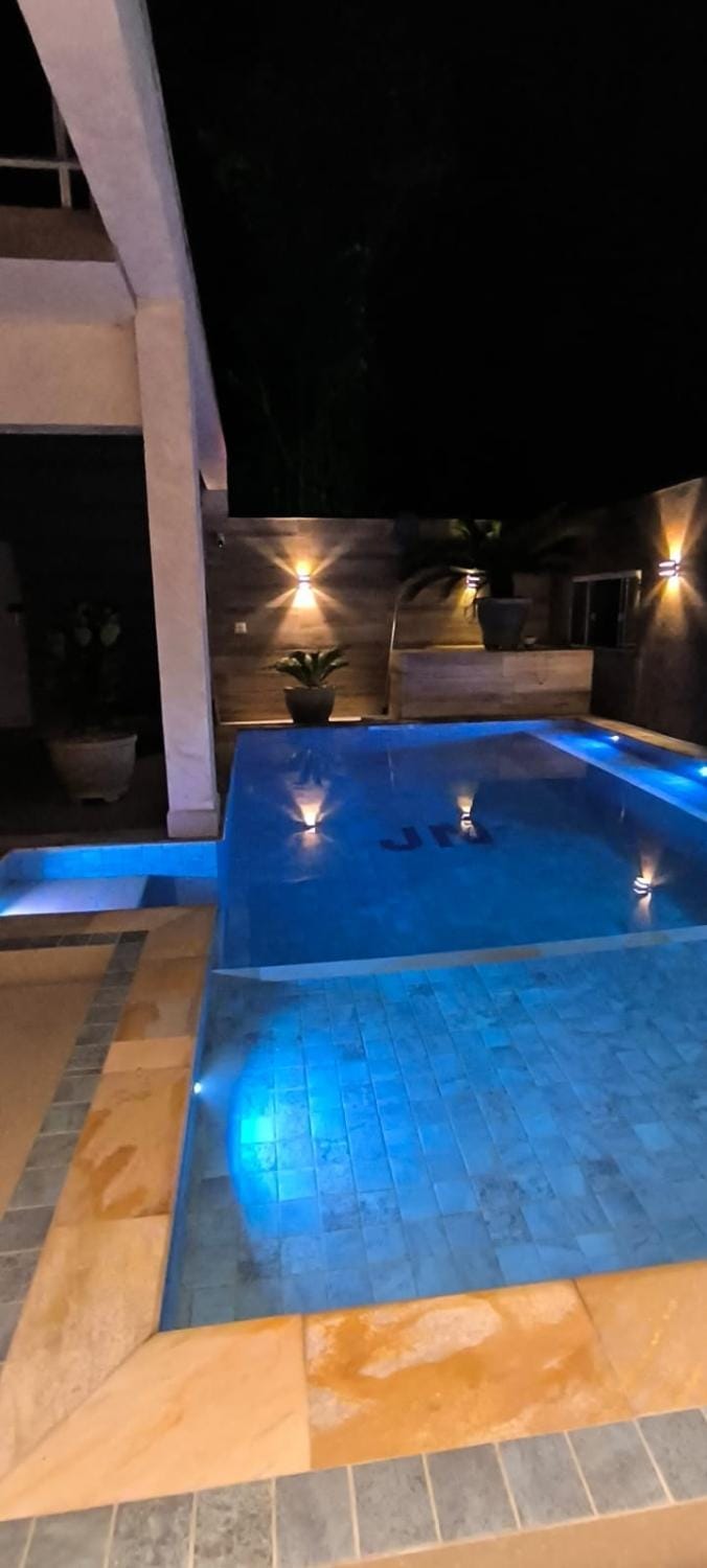 Night, Pool view, Swimming pool