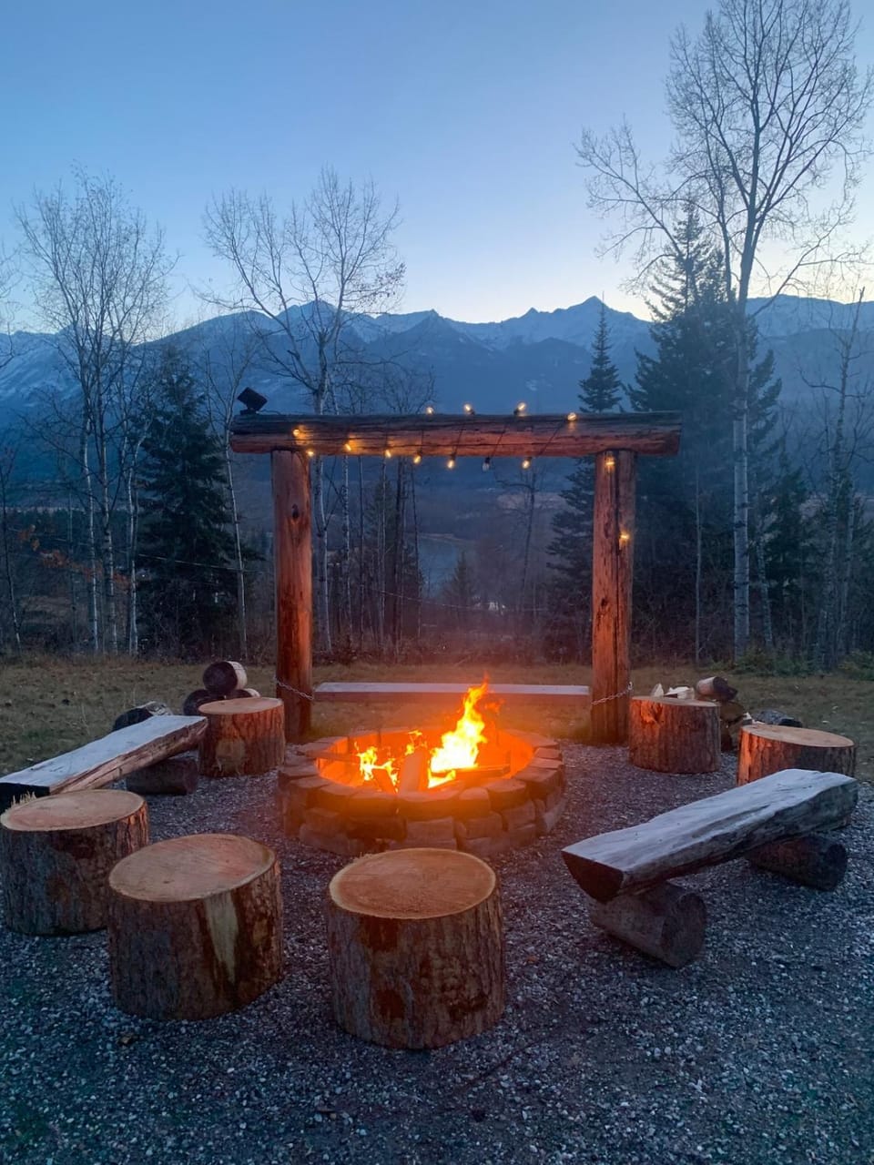 Natural landscape, Mountain view, fireplace