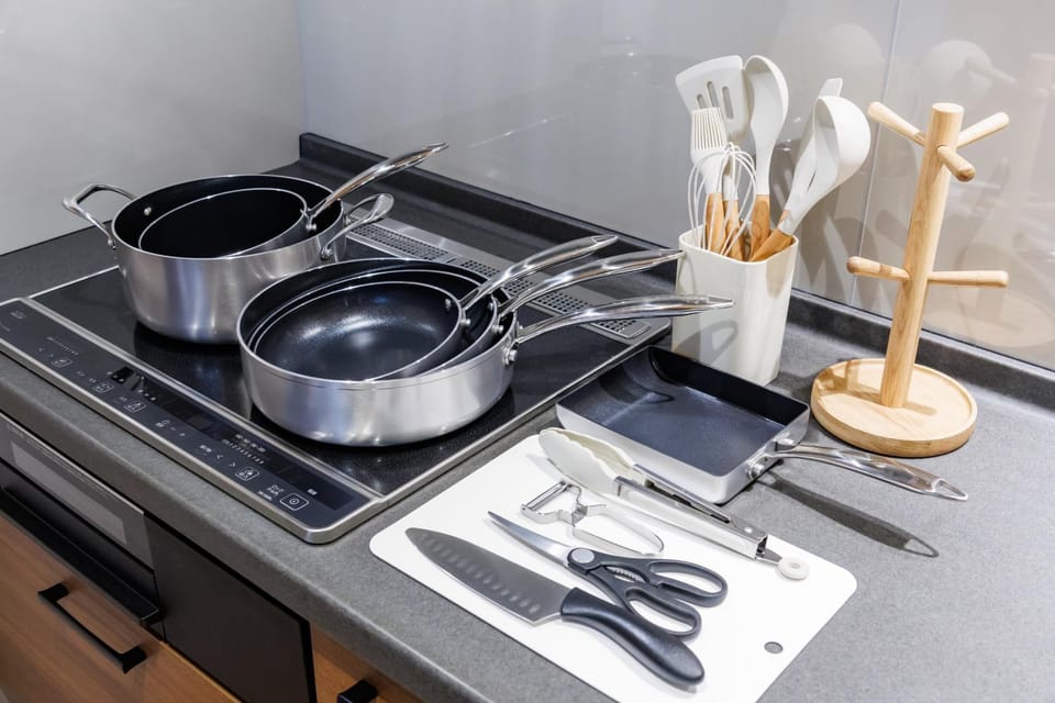 Kitchen or kitchenette, stove