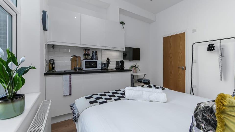 Bed, Coffee/tea facilities, Kitchen or kitchenette, Bedroom, stove, toaster