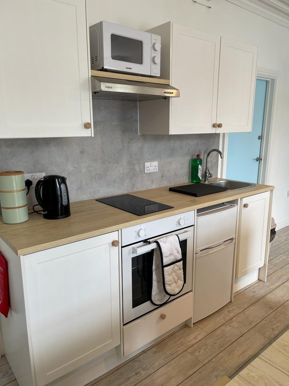 Kitchen or kitchenette, stove, toaster